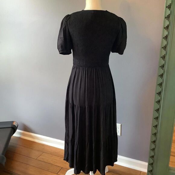 NWT Anrabess Chic Puff Sleeve Black Maxi Dress - Picture 5 of 7